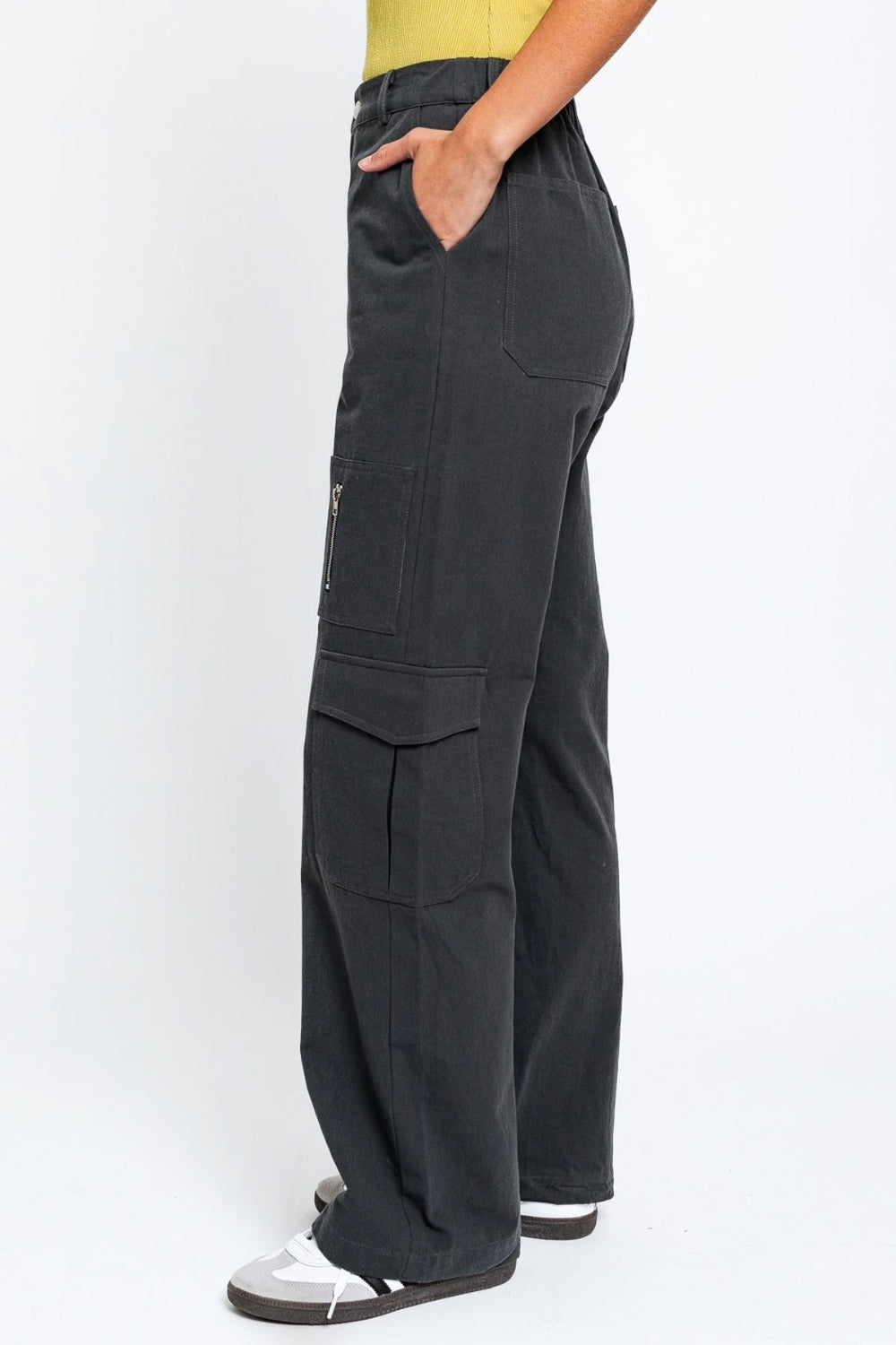 Tasha Apparel High Waisted Wide Leg Cargo Pants with Pockets