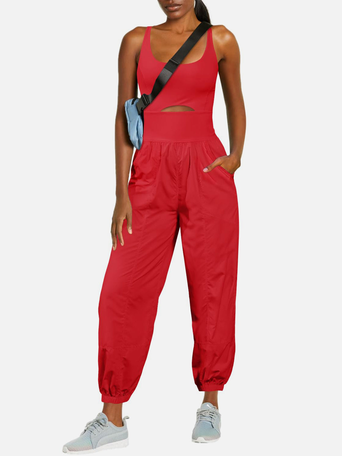 Cutout Scoop Neck Wide Strap Jumpsuit