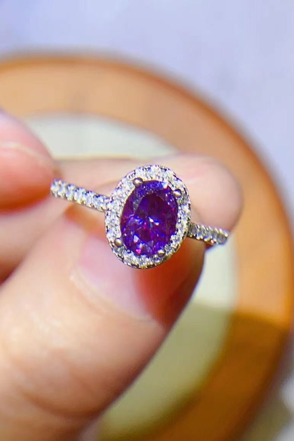 925 Sterling Silver 1 Carat Purple Moissanite Ring - SeaTown Outfitters