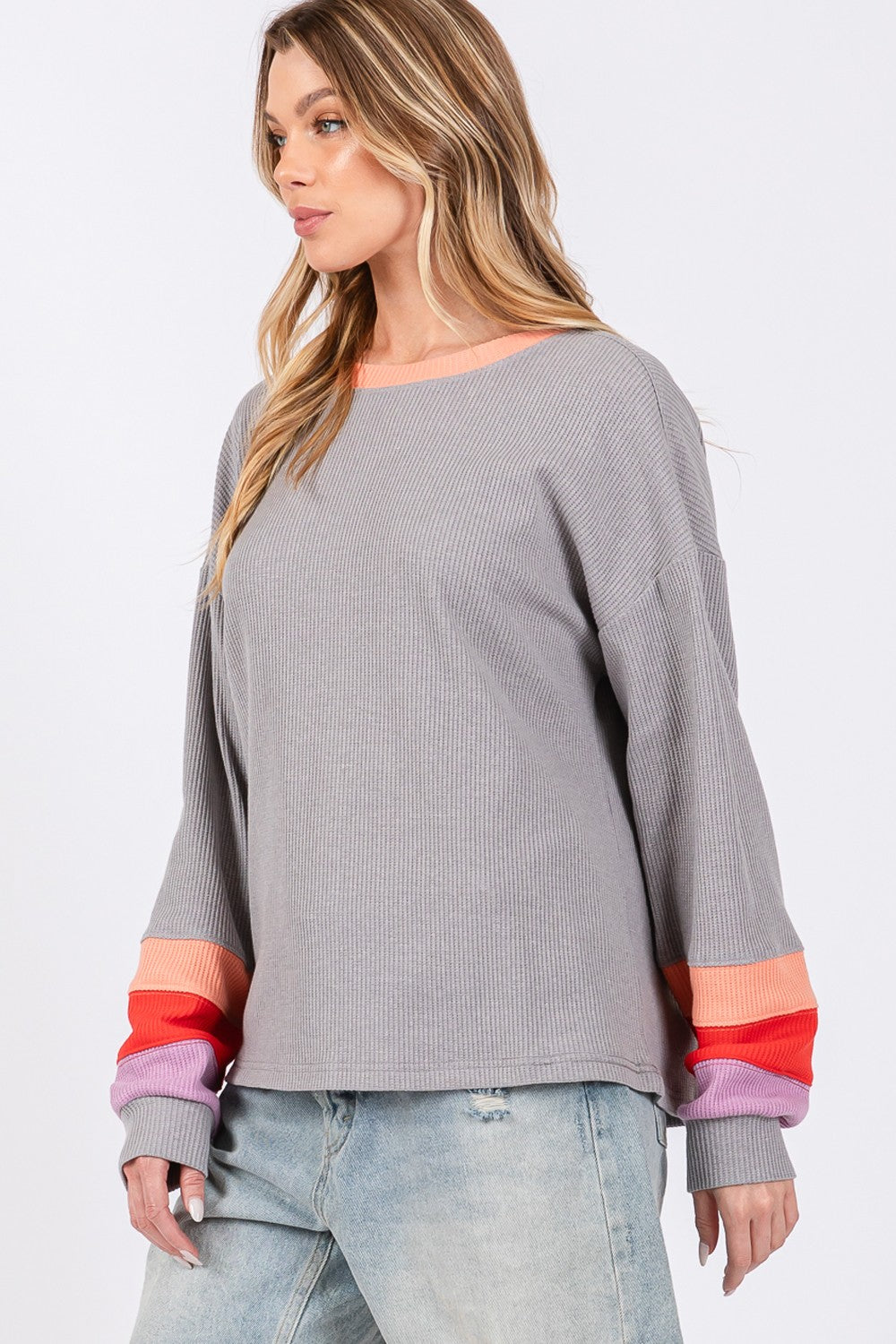 SAGE + FIG Color Block Waffle Knit T-Shirt