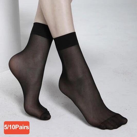 Velvet Sheer Ankle Socks Set for Women | Soft Thin Nylon Silk Socks Pack