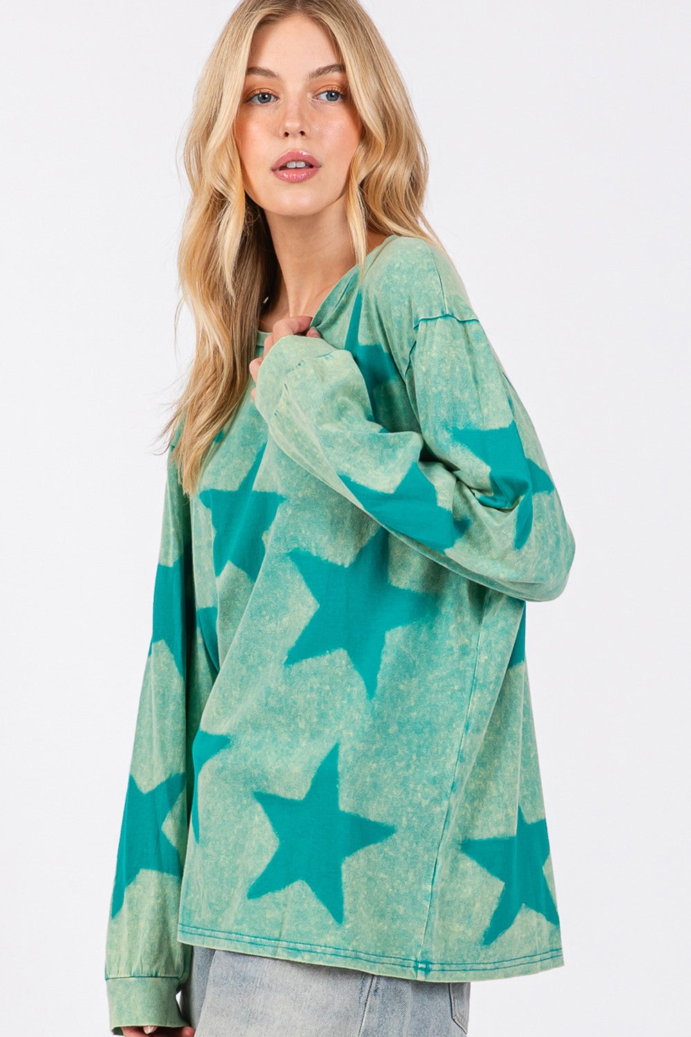 SAGE + FIG Mineral Wash Star Pattern T-Shirt