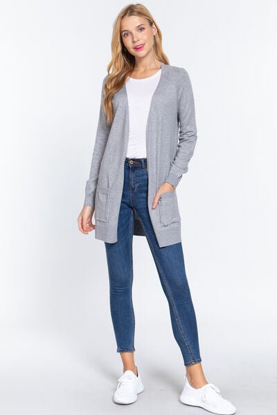 ACTIVE BASIC Open Front Long Sleeve Cardigan - SeaTown Outfitters