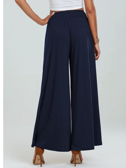 Pocketed Elastic Waist Wide Leg Pants