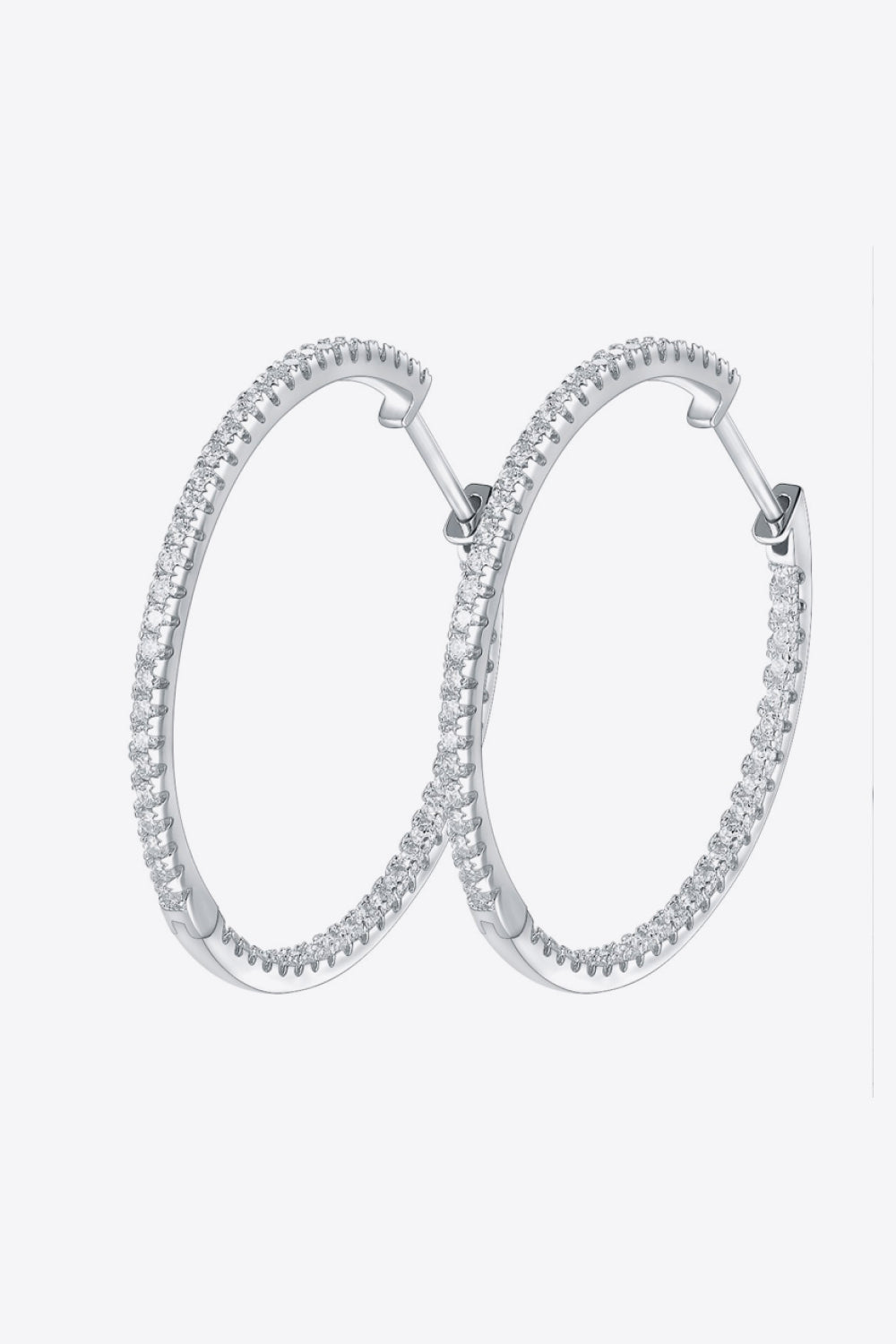 Inlaid Moissanite 925 Sterling Silver Hoop Earrings