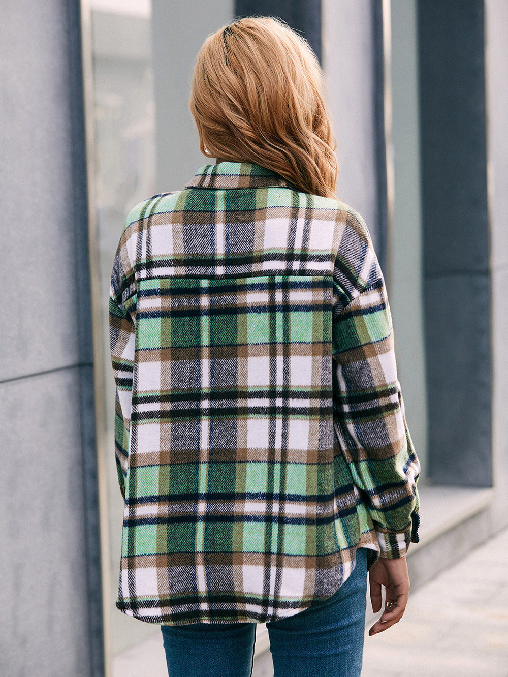 Meet You Outside Plaid Button Down Curved Hem Shacket