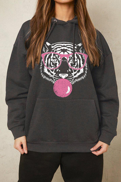 Simply Love Simply Love Full Size Dropped Shoulder Tiger Graphic Hoodie