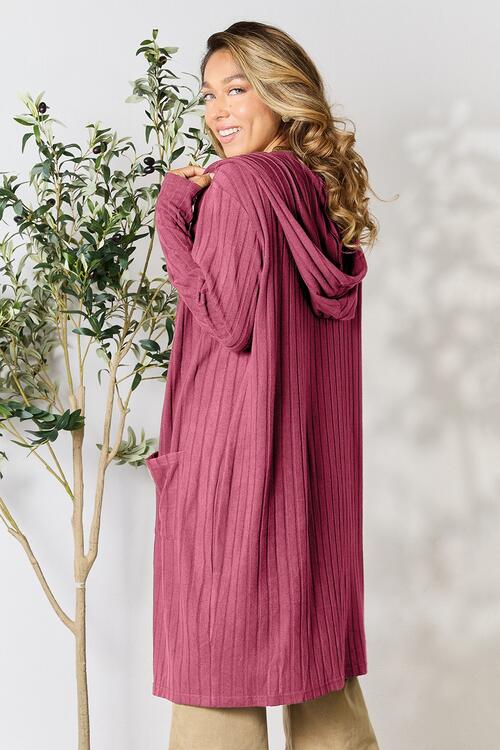 Basic Bae Full Size Ribbed Open Front Long Sleeve Cardigan