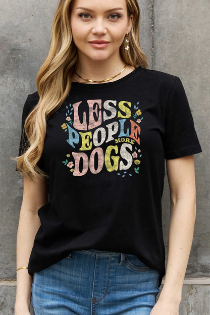 Simply Love Full Size LESS PEOPLE MORE DOGS Graphic Cotton T-Shirt