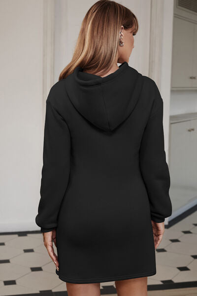 Drawstring Long Sleeve Hooded Dress