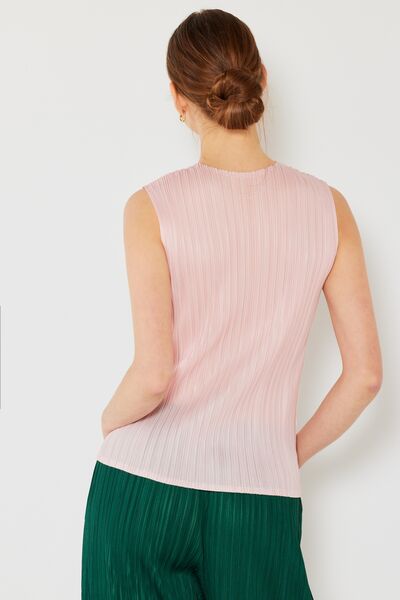 Marina West Swim Pleated Sleeveless Crewneck Tank