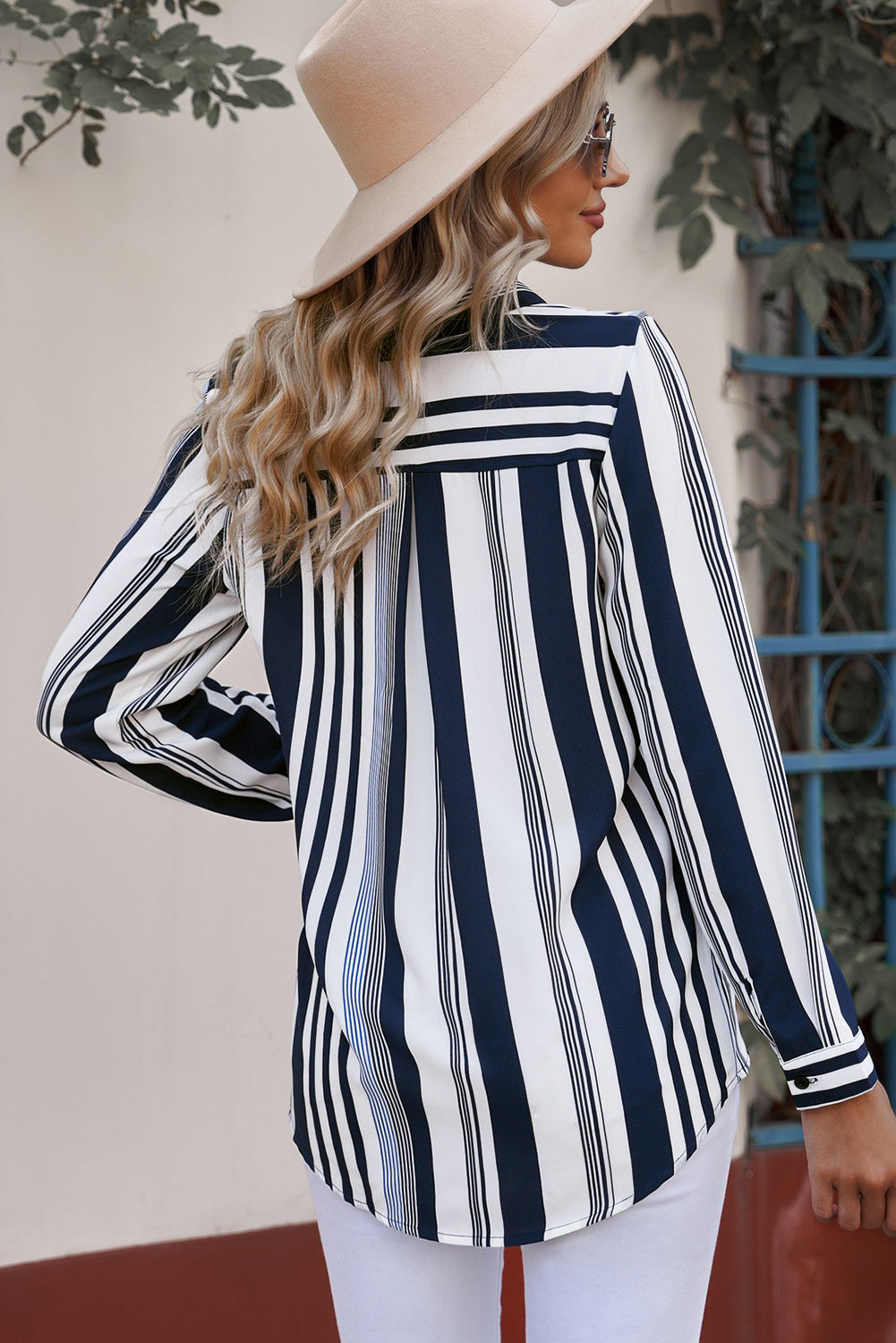 Striped Button-Down Long Sleeve Shirt