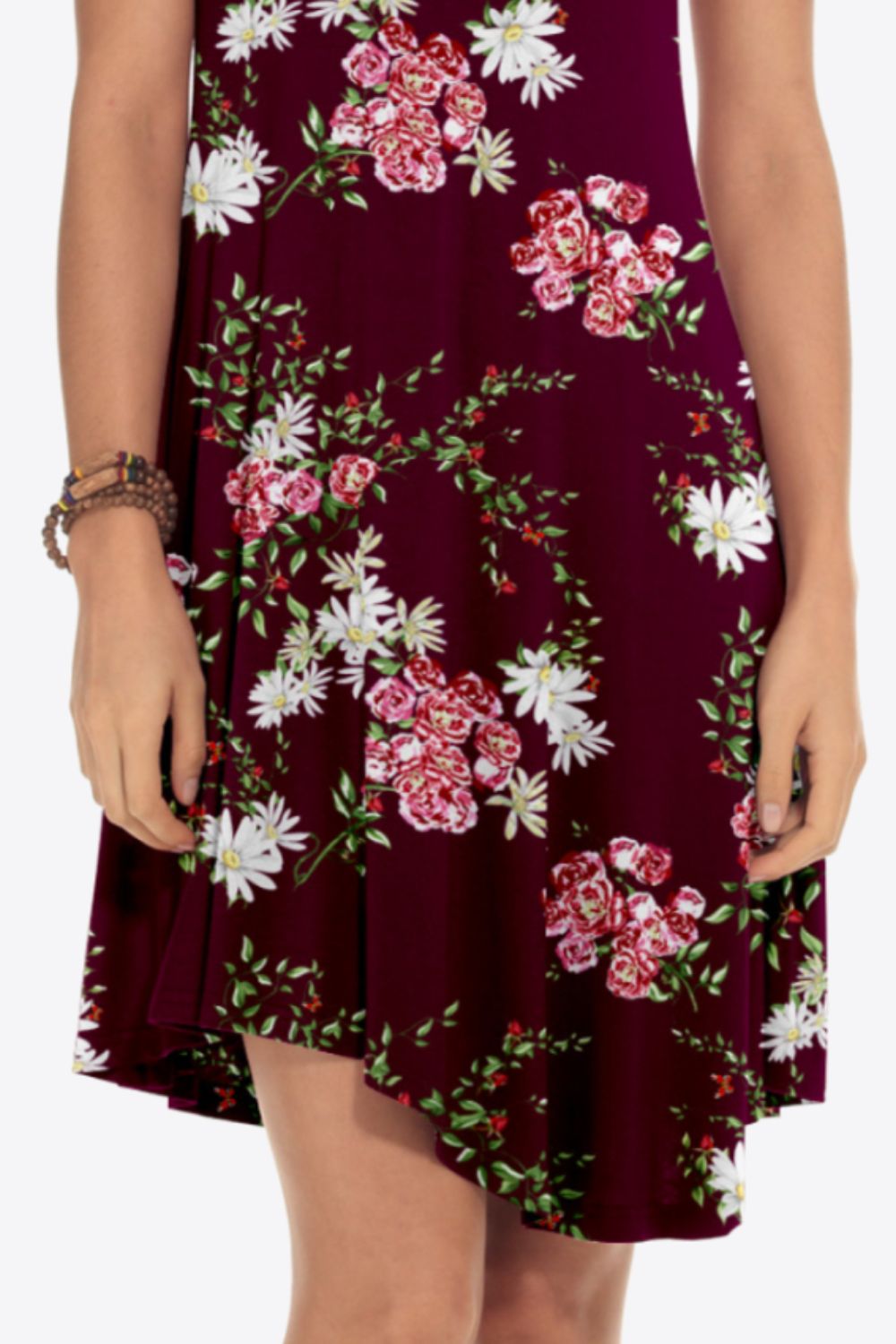 Floral Round Neck Short Sleeve Dress