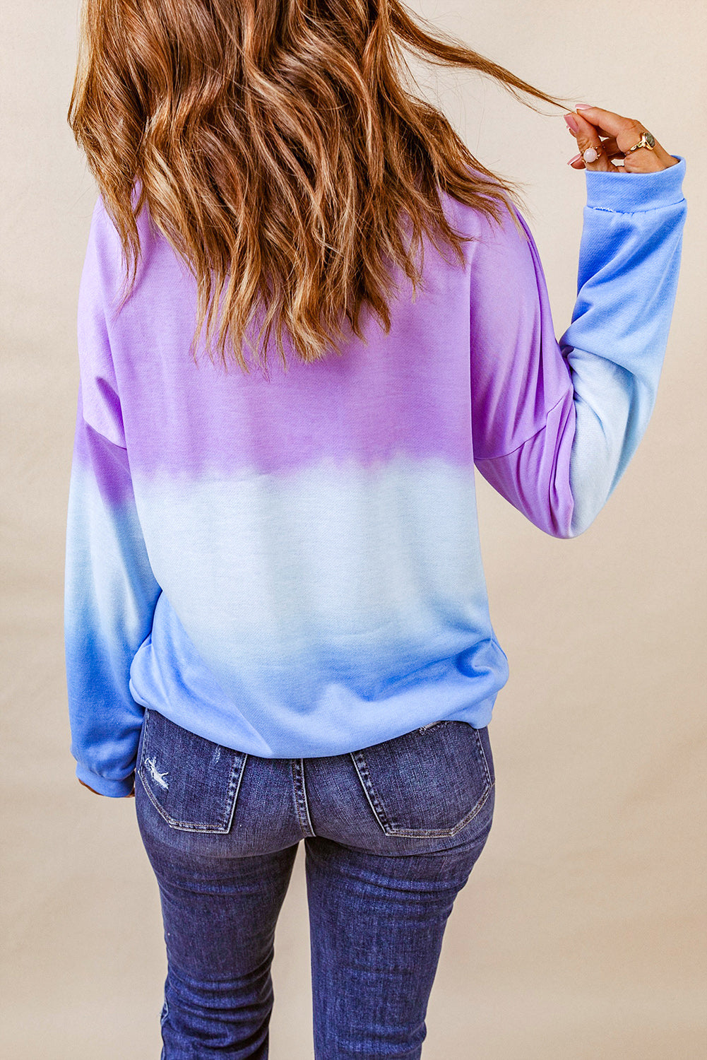 Tie-Dye Drop Shoulder Round Neck Sweatshirt